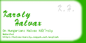 karoly halvax business card